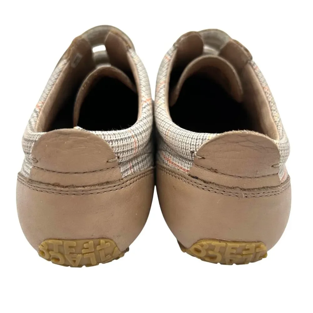 Lacoste Mystere Leather Sneakers Tan Plaid HoundstoothSize 7.5 EU 39 Preppy